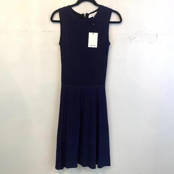 JOHN + JENN navy mesh A-line dress nwt - Picture 2 of 7
